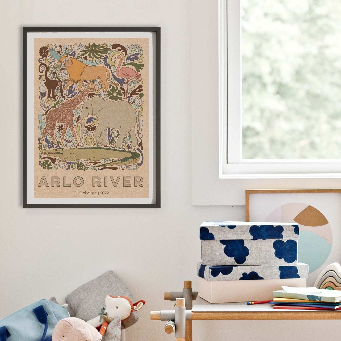 Personalised Art Print - New Baby Gift - Animals Illustration