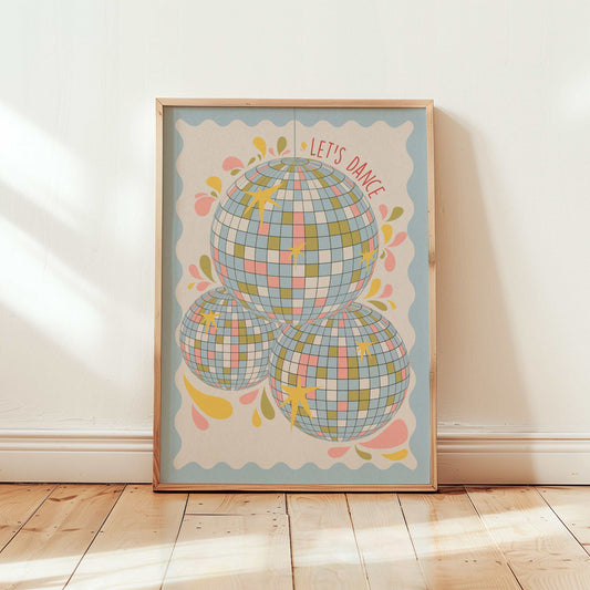 Disco Ball 'Let's Dance' Art Print - OMG Kitty