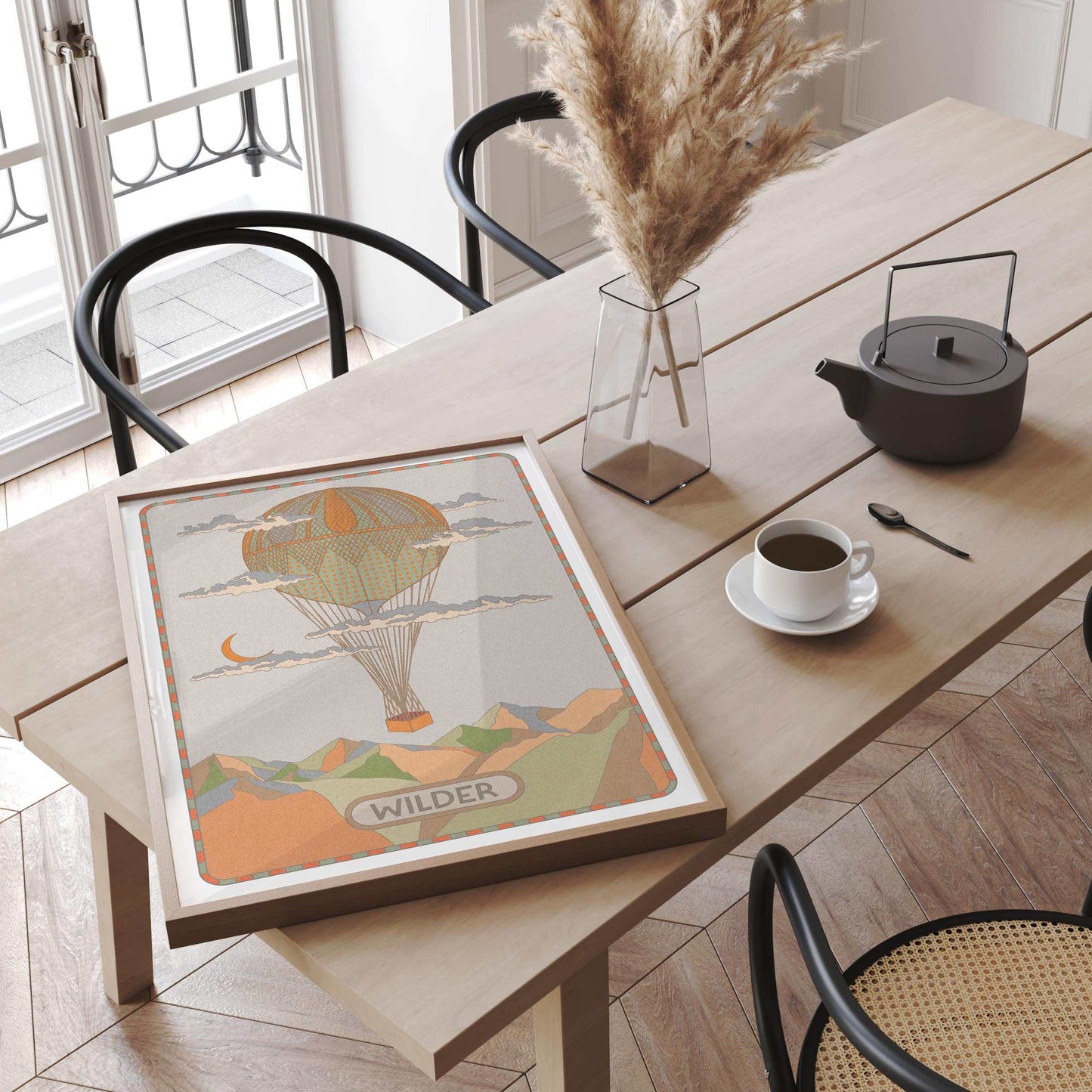 Personalised Art Print - New Baby Gift - Hot Air Balloon Illustration