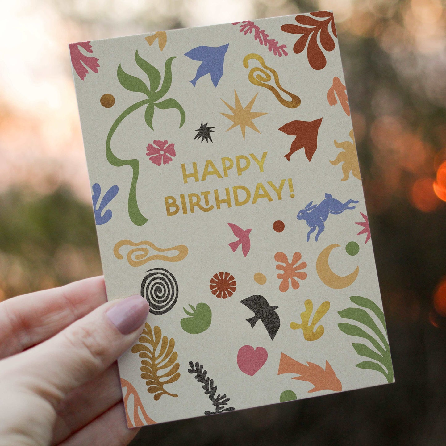 Happy Birthday Matisse Inspired Birthday Card with Kraft (brown) envelope