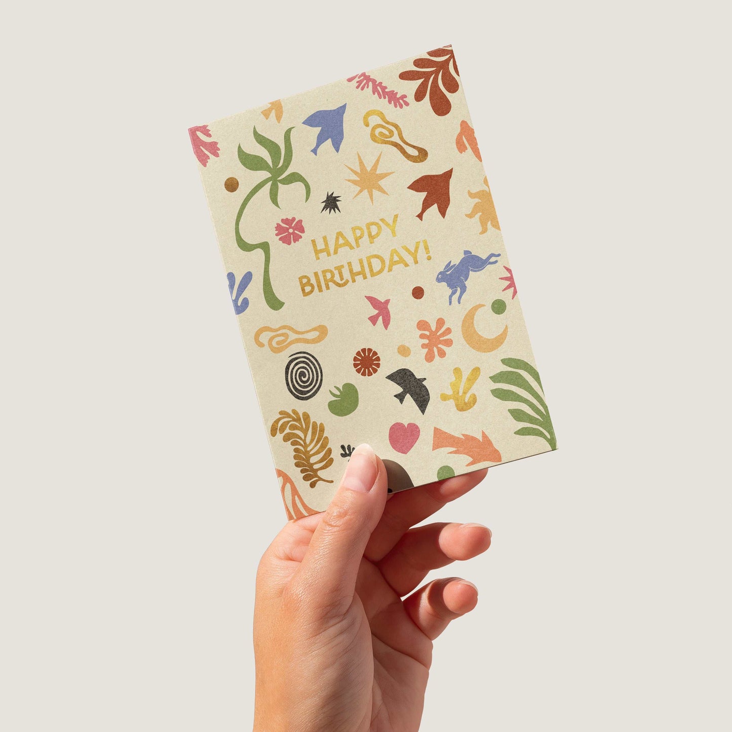 Happy Birthday Matisse Inspired Birthday Card with Kraft (brown) envelope