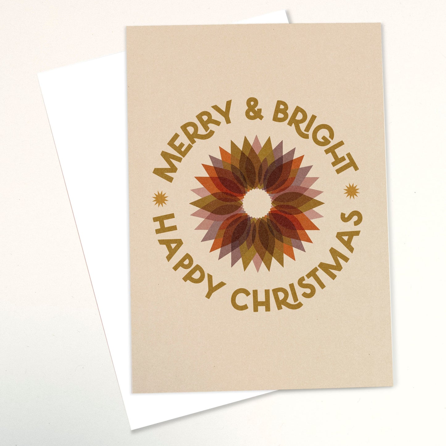 'Merry and Bright' Boho Minimal Sun A6 Christmas Card | Fully Recycled