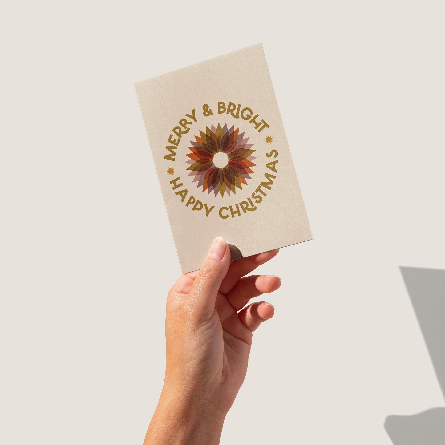 'Merry and Bright' Boho Minimal Sun A6 Christmas Card | Fully Recycled