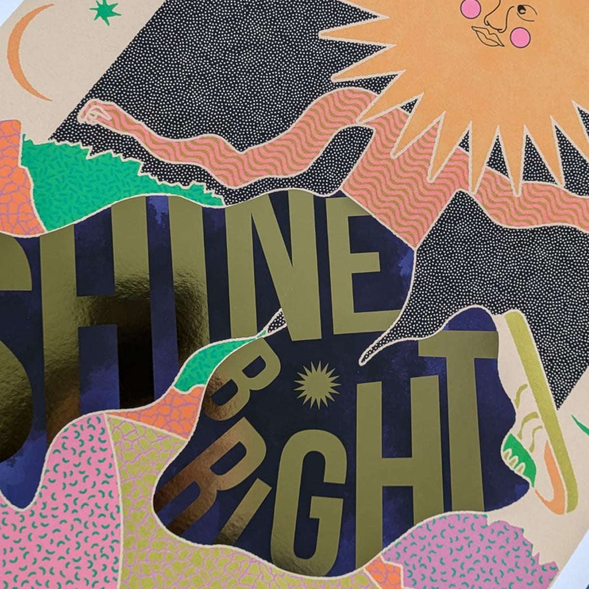 Shine Bright A3 Gold Foiled Art Print - OMG Kitty