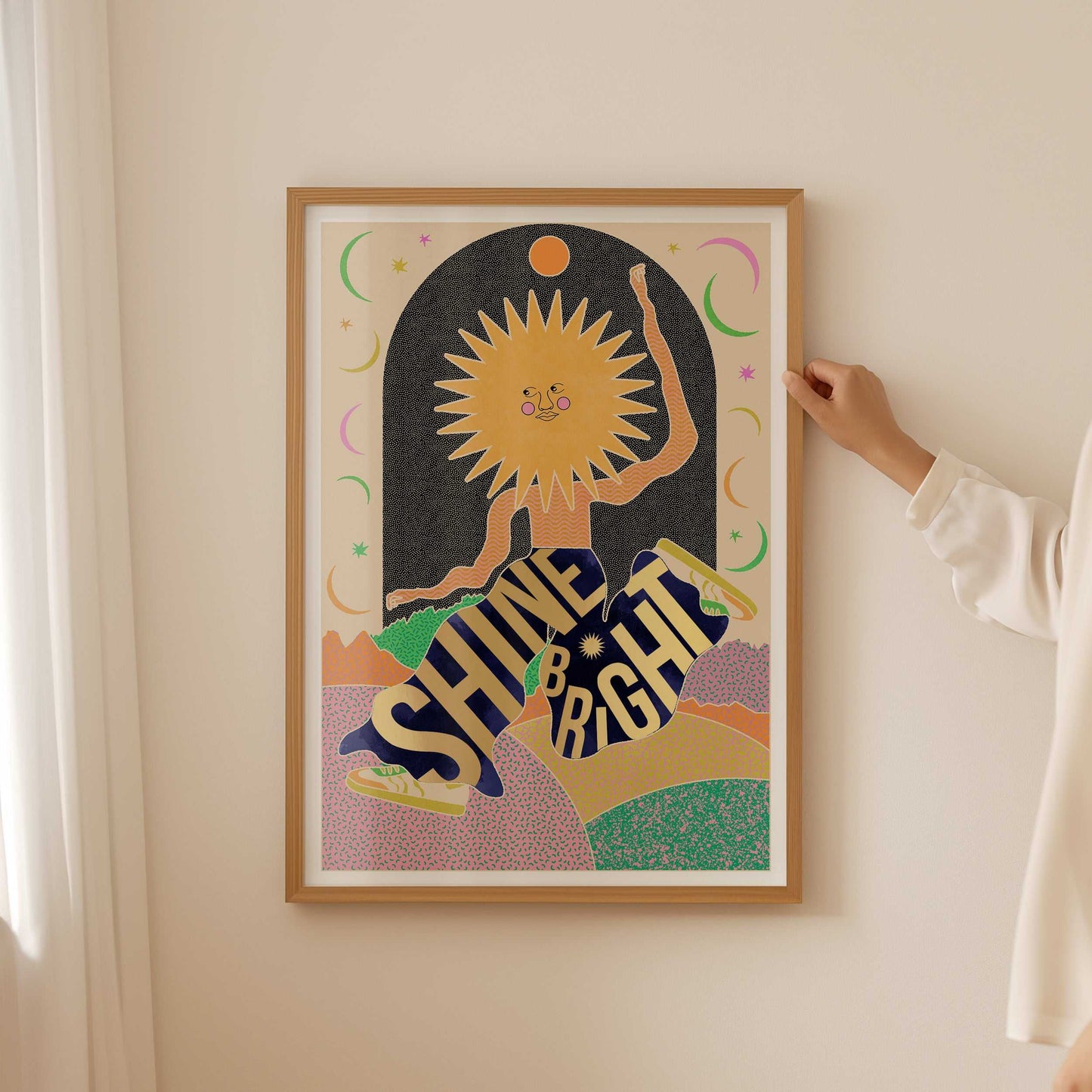 Shine Bright A3 Gold Foiled Art Print - OMG Kitty