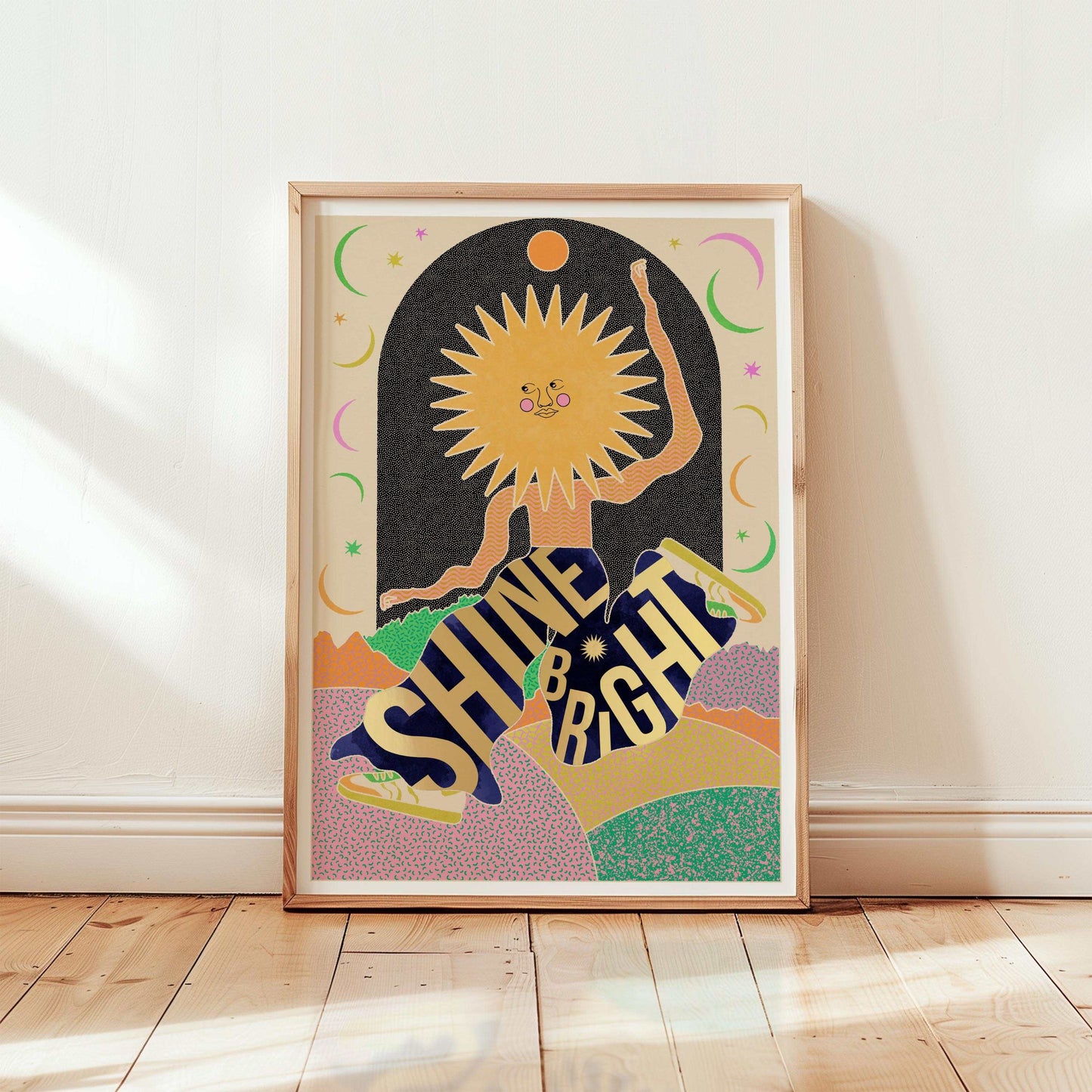 Shine Bright A3 Gold Foiled Art Print - OMG Kitty