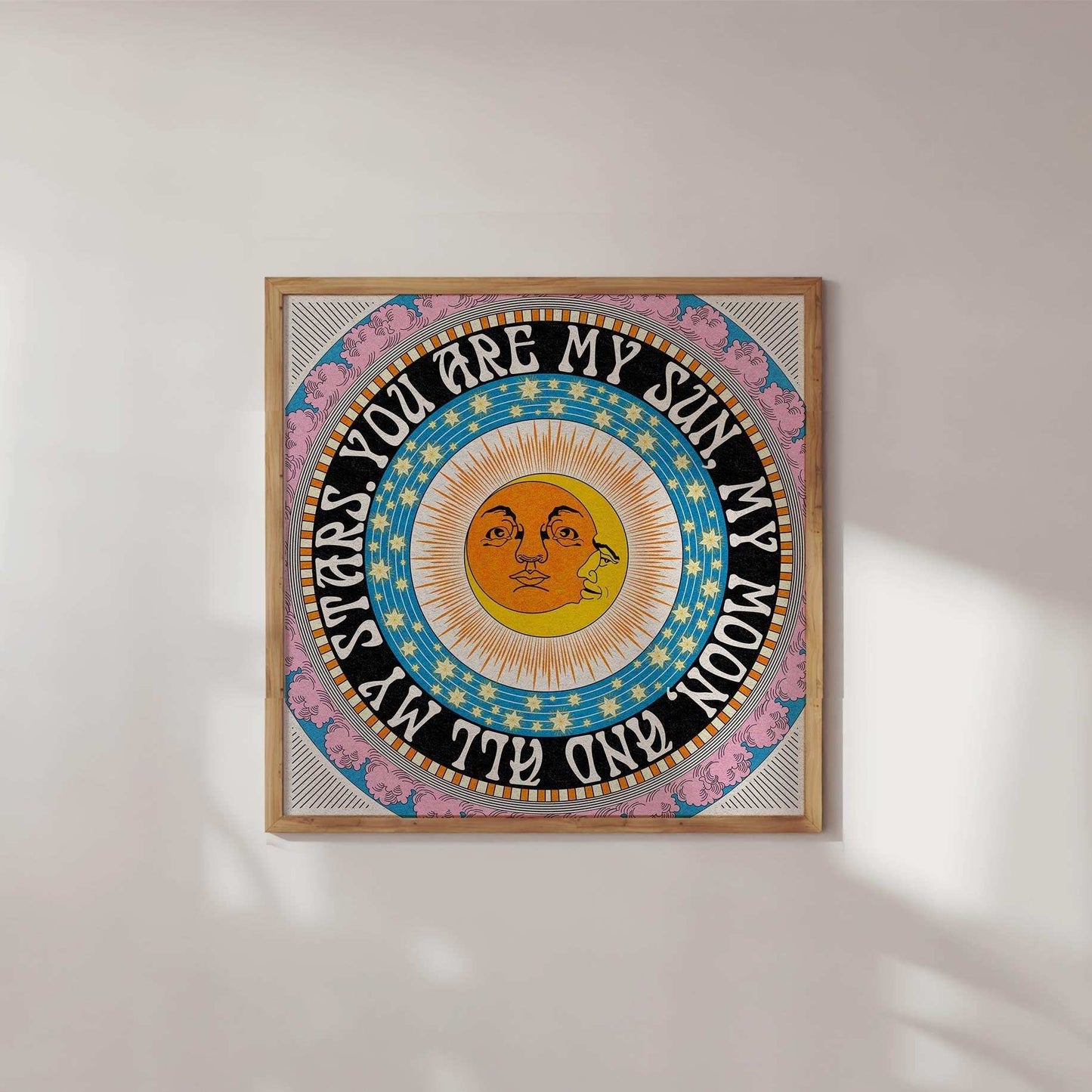 'My Sun, Moon and Stars' Celestial Square Art Print - OMG KITTY