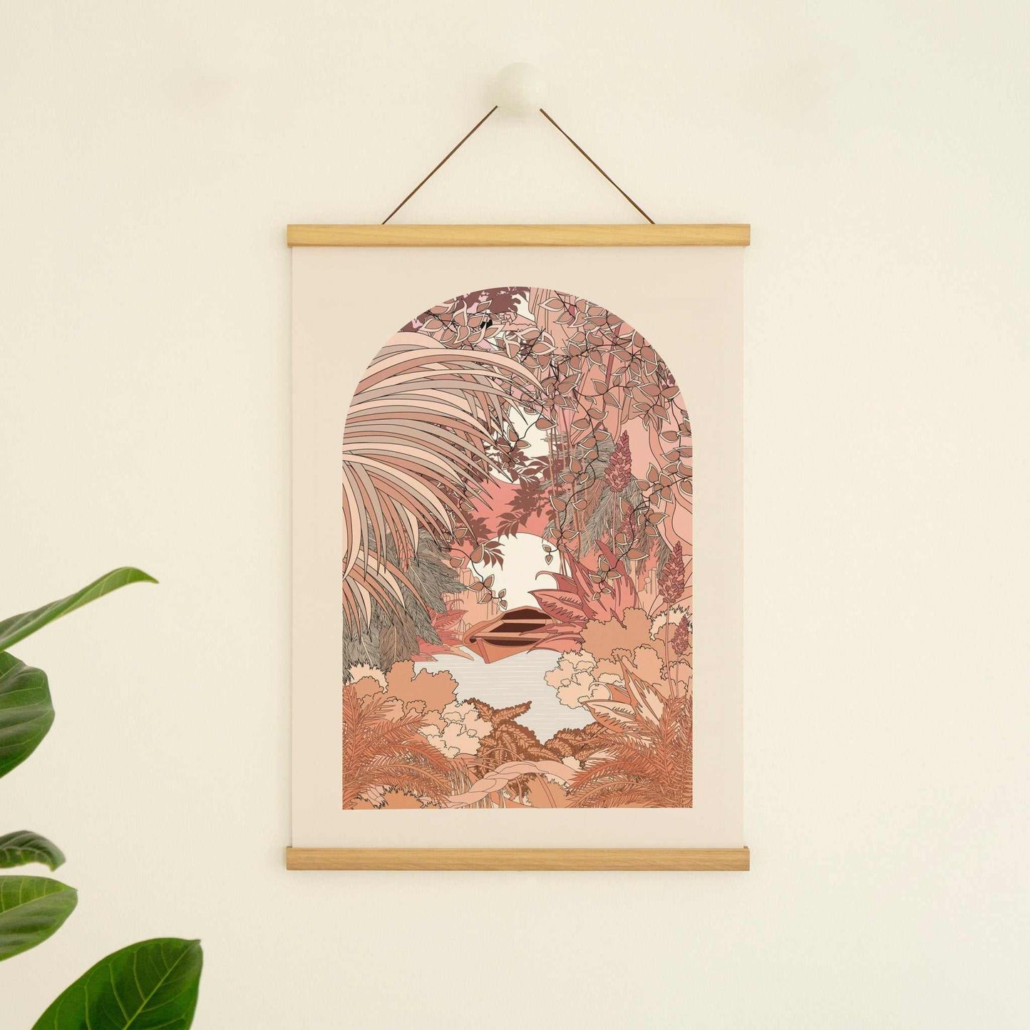 'On The River' Art Print | boho botanical affordable art print online - OMG KITTY