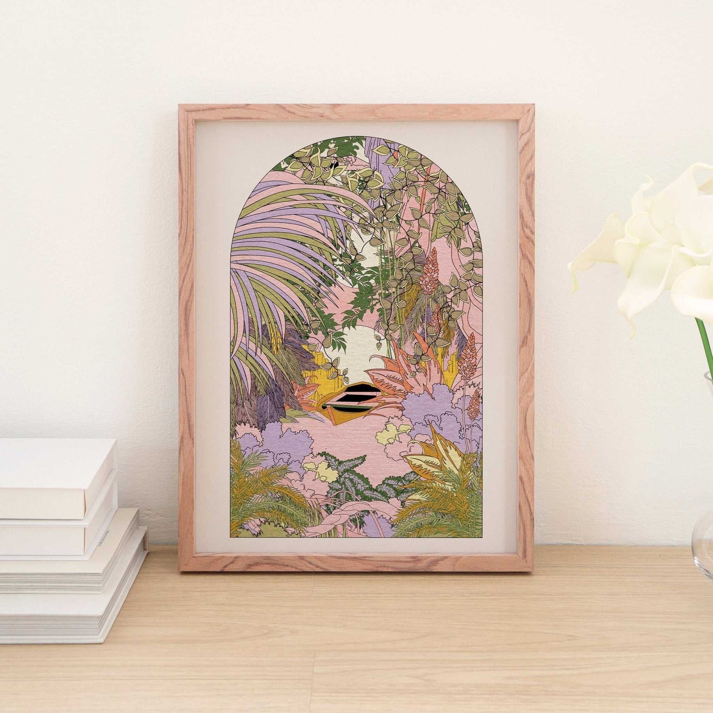 'On The River' Art Print | boho botanical affordable art print online - OMG KITTY