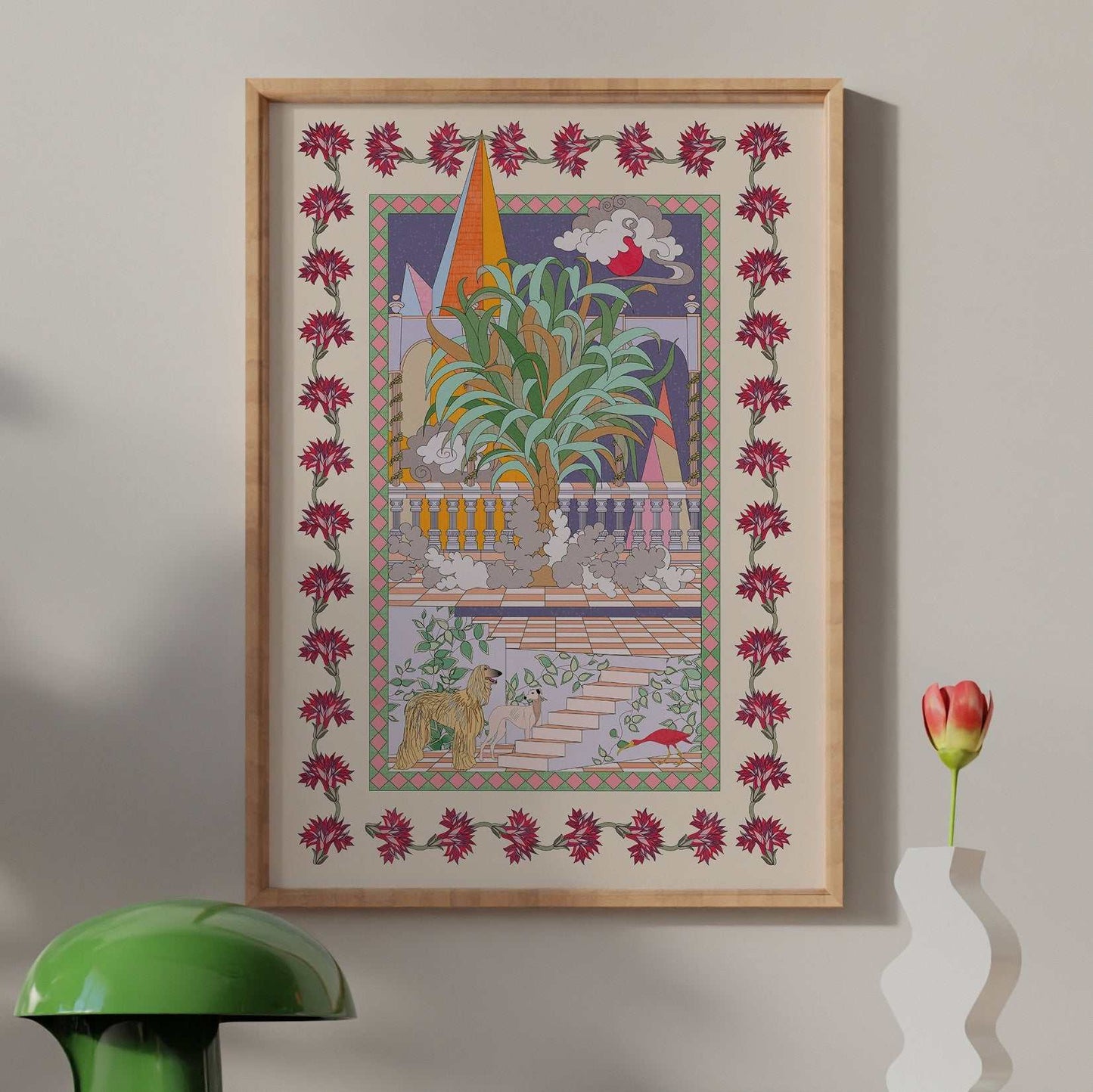 Red Moon Celestial Art Print - OMG KITTY