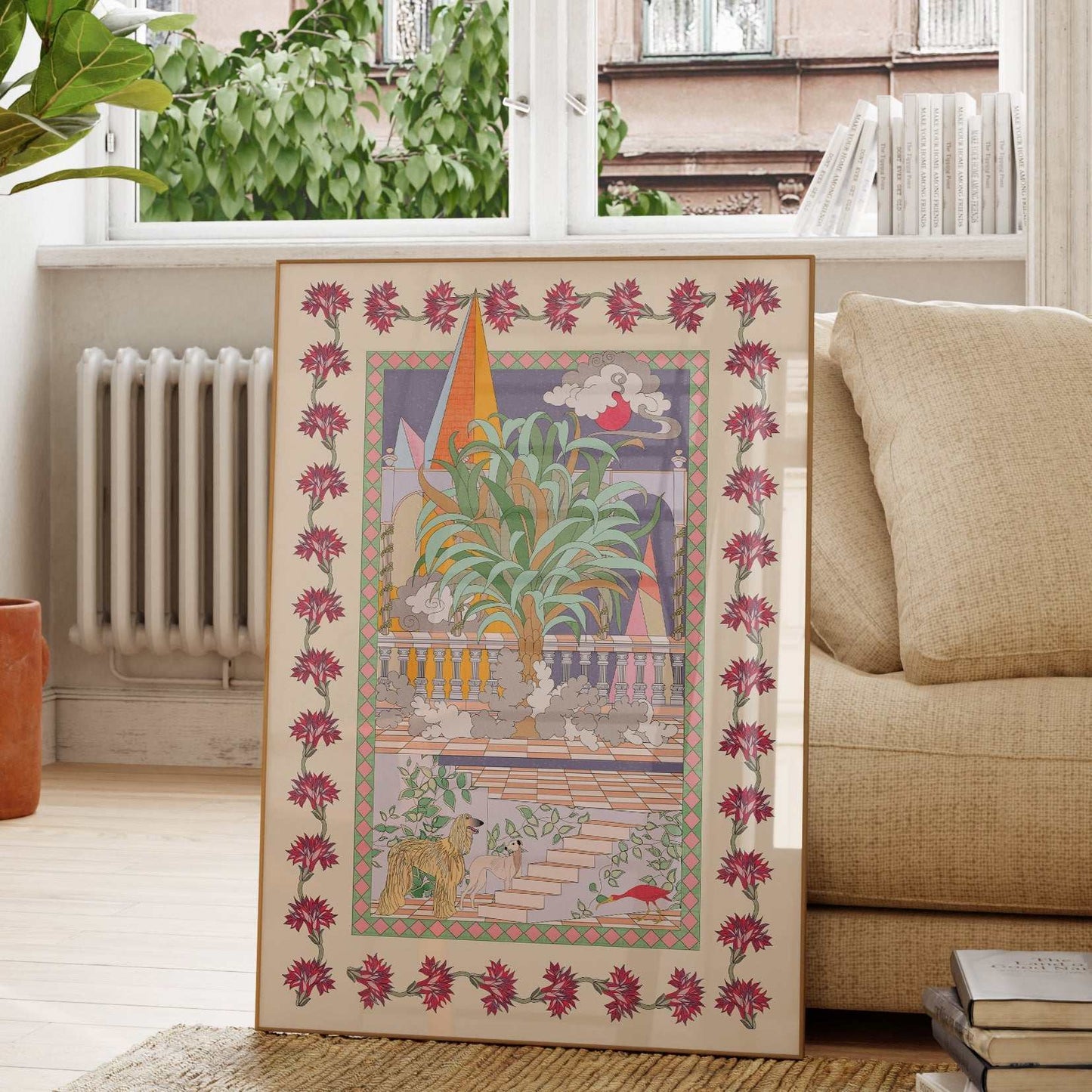 Red Moon Celestial Art Print - OMG KITTY