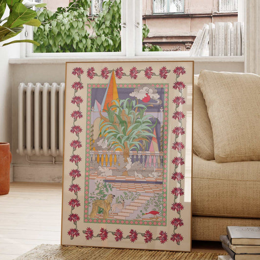 Red Moon Celestial Art Print - OMG KITTY