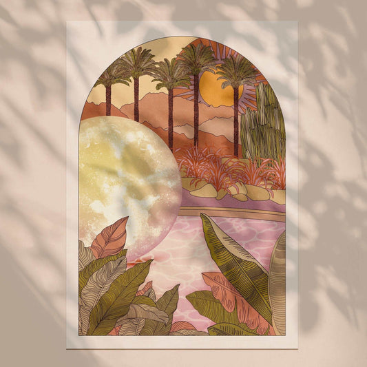 Summer Moon Art Print - OMG KITTY