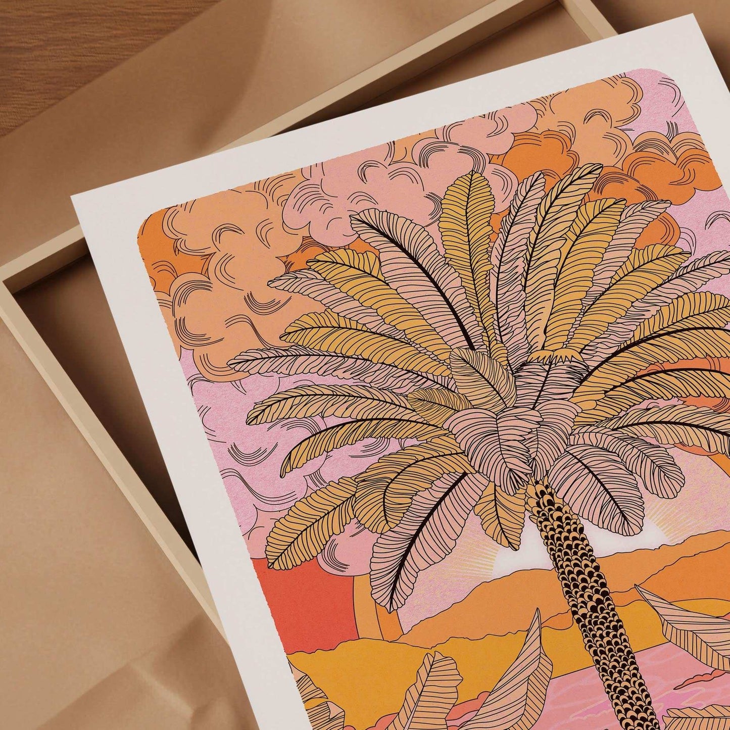 Sunset Palm Art Print - OMG KITTY
