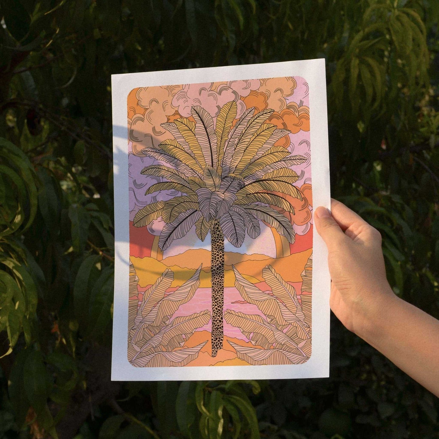 Sunset Palm Art Print - OMG KITTY