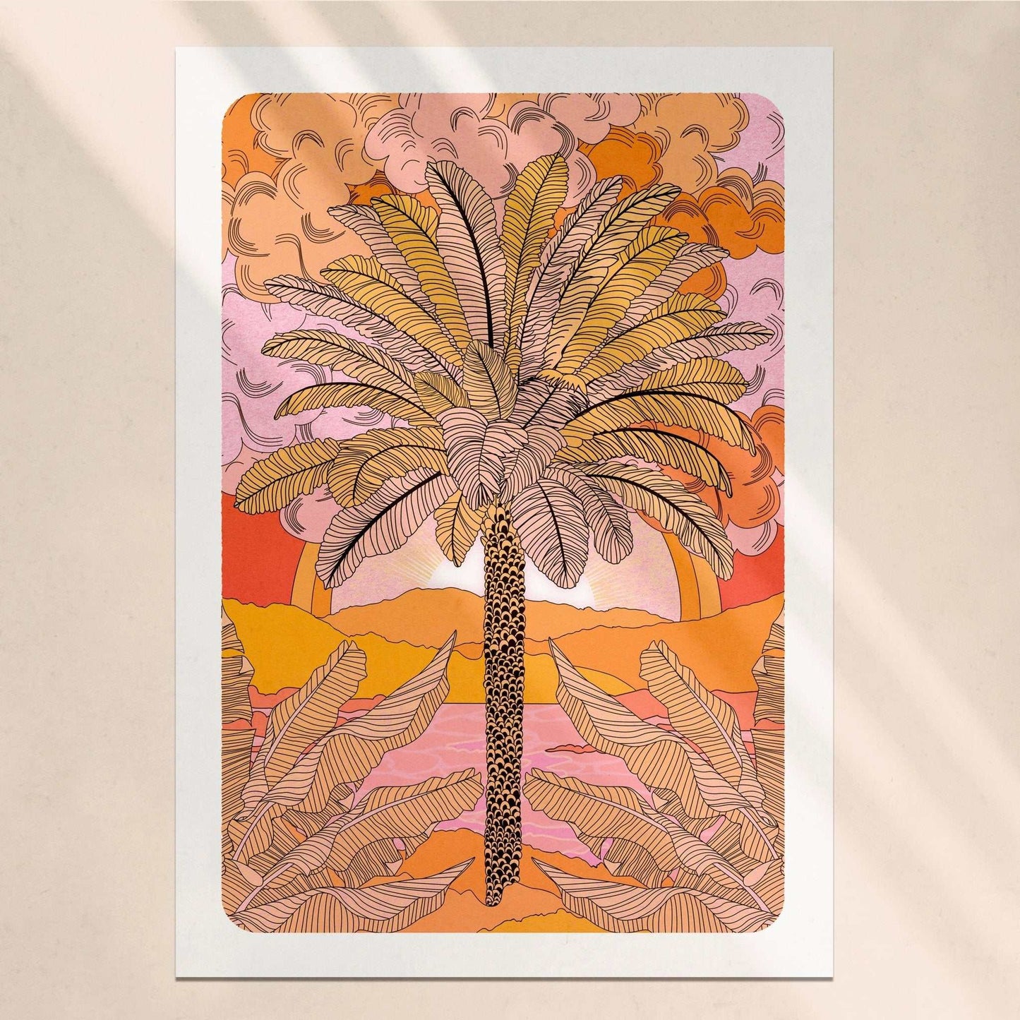 Sunset Palm Art Print - OMG KITTY