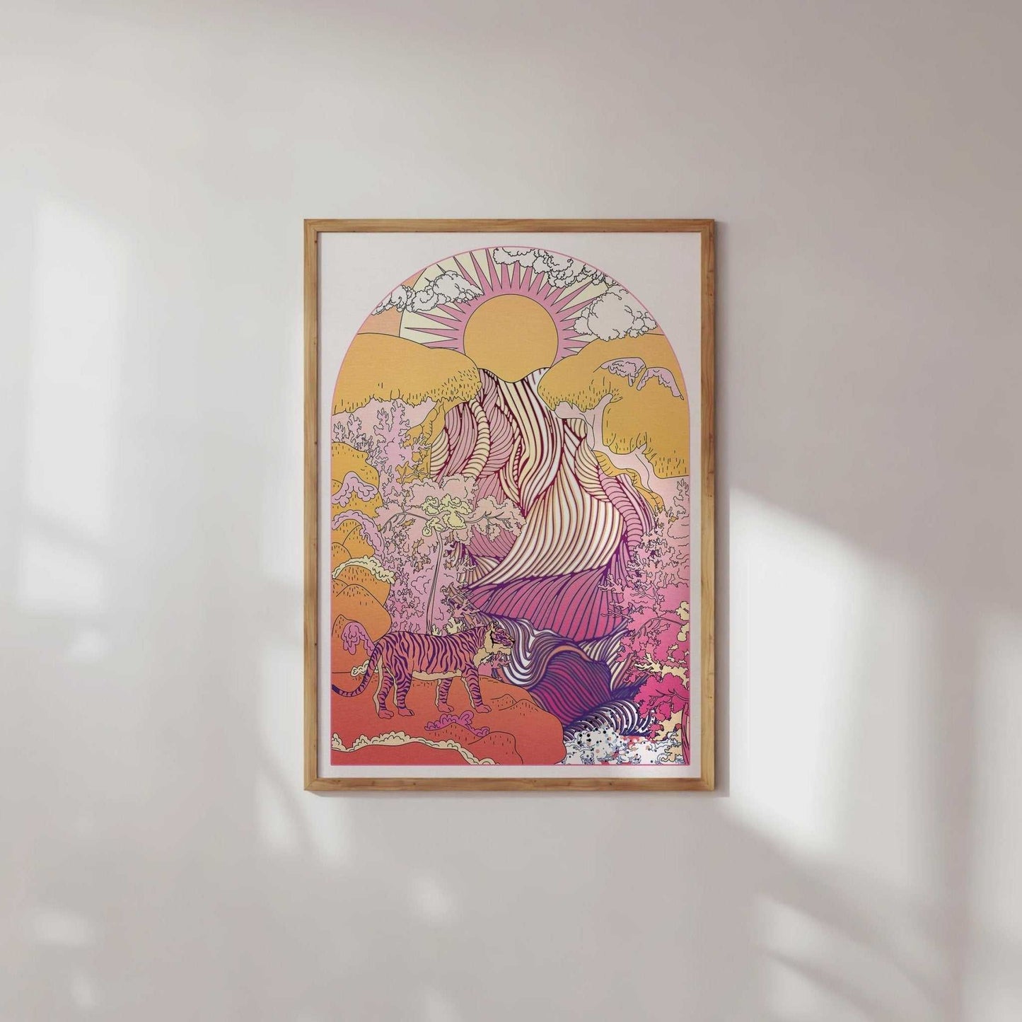 The Waterfall tiger art print - OMG KITTY