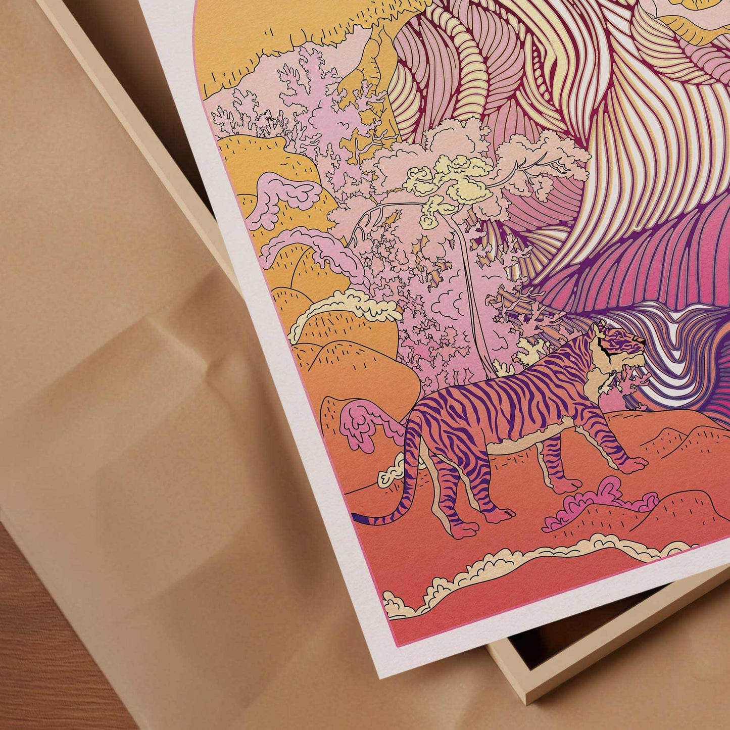 The Waterfall tiger art print - OMG KITTY