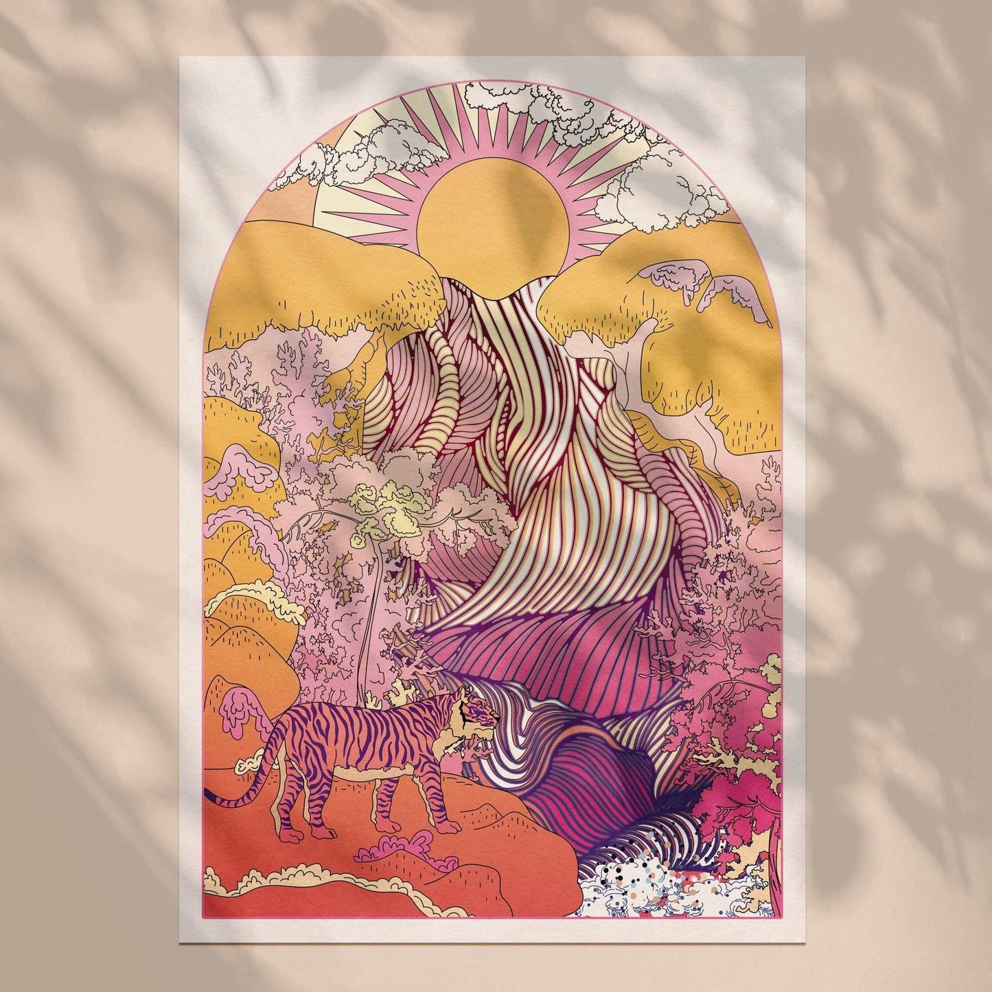 The Waterfall tiger art print - OMG KITTY