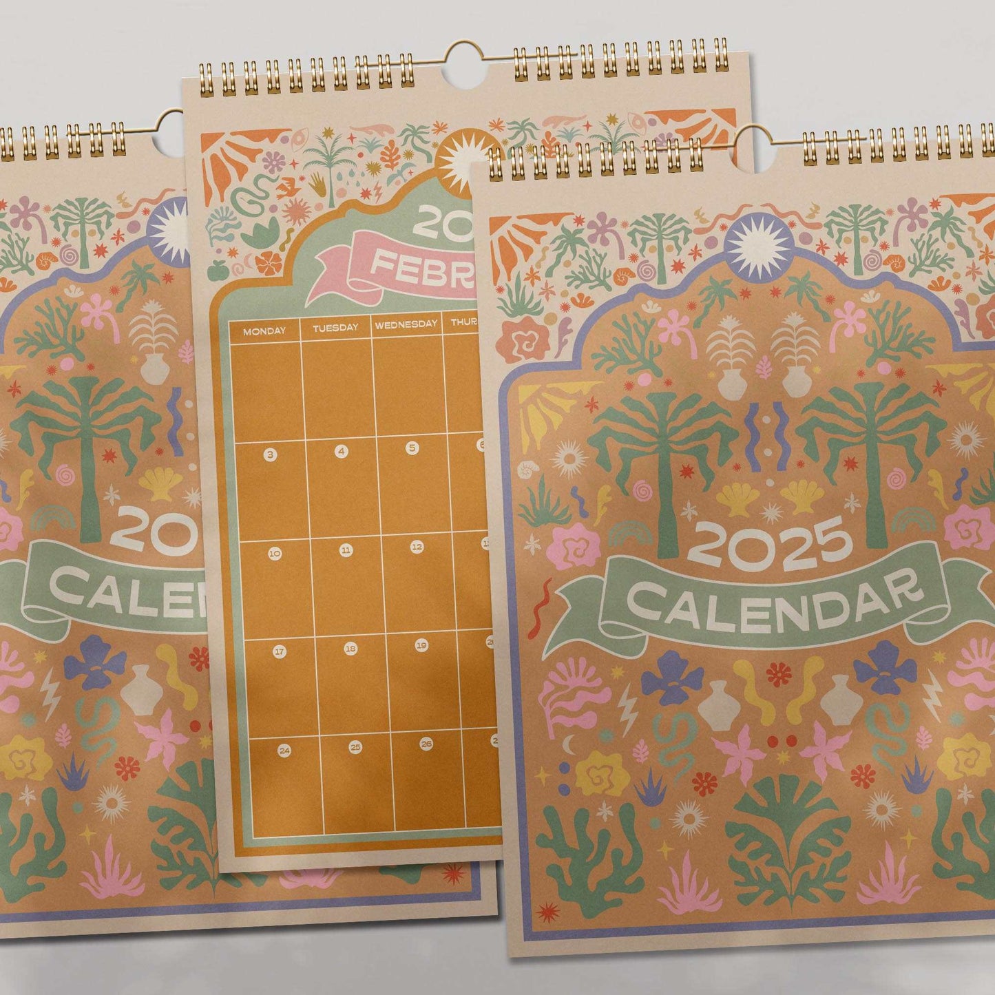 2025 Boho Wall Calendar | A4 Portrait Calendar Planner | Stylish 12-Month Wirebound Design