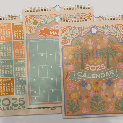 2025 Boho Wall Calendar | A3 Portrait Calendar Planner | Stylish 12-Month Wirebound Design