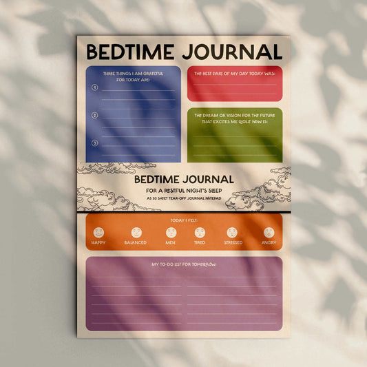 Mindfulness Bedtime Journal - A5 50 page Notepad for Wellness and Sleep