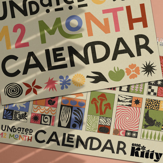Undated Monthly Calendar | Wall Planner | Matisse Inspired | A4 Landscape | 12 month wirebound hanging calendar
