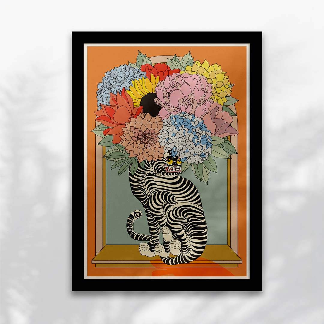 Floral Tiger Vase Art Print