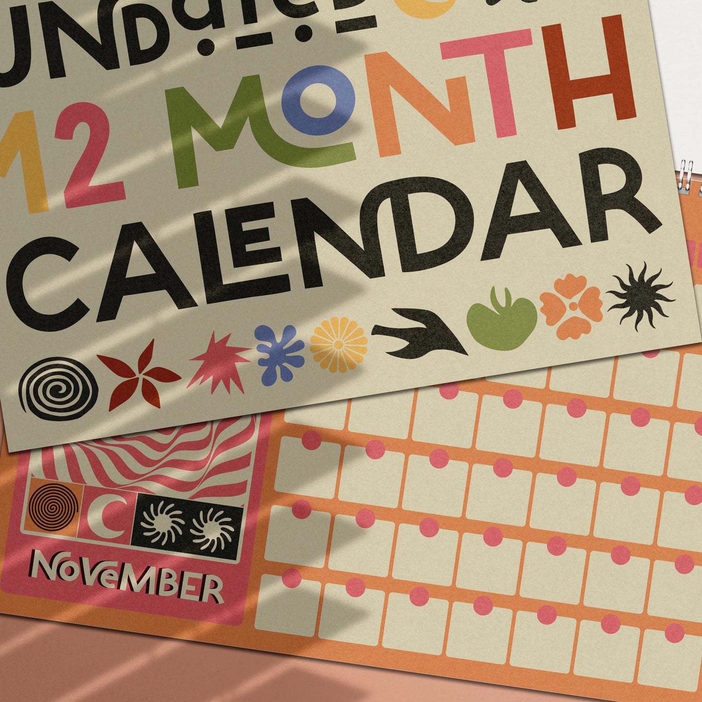Undated Monthly Calendar | Wall Planner | Matisse Inspired | A4 Landscape | 12 month wirebound hanging calendar