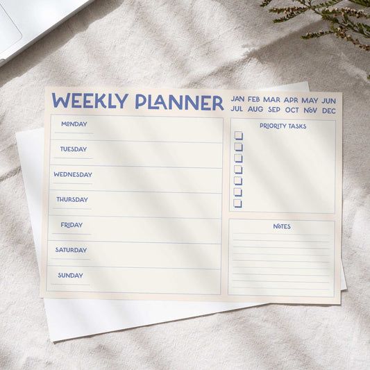 A4 Weekly Planner Pad | Modern Desk Organiser | Stylish Minimal Daily To Do List Desk Pad