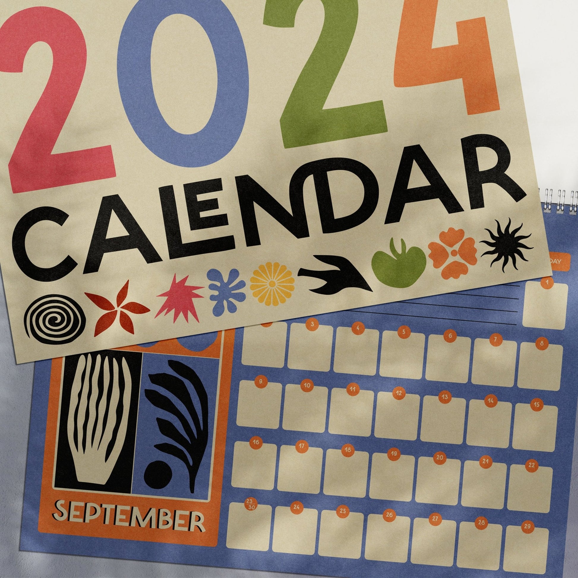 2024 Wire Bound Calendar | Matisse Inspired | A4 Landscape - OMG KITTY