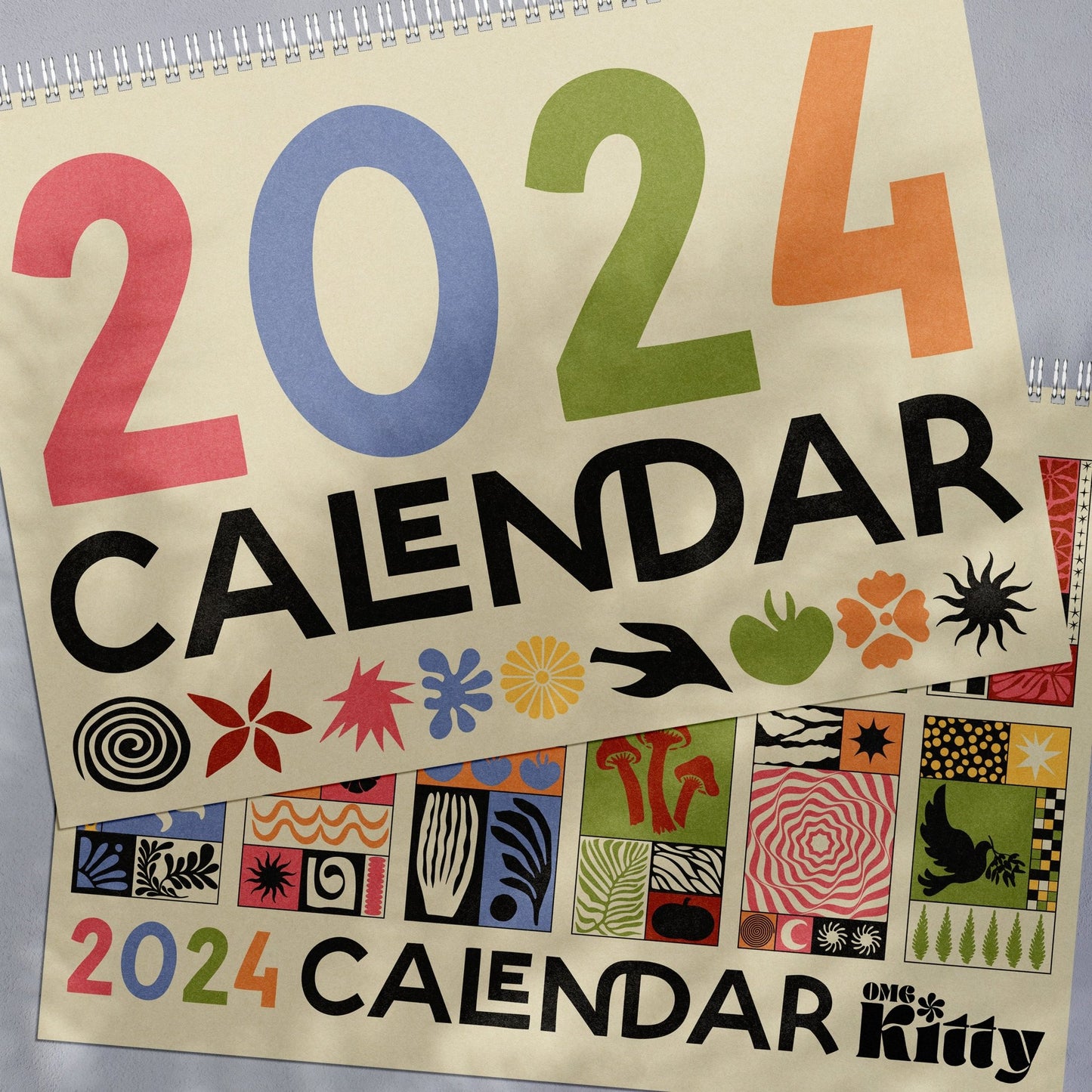 2024 Wire Bound Calendar | Matisse Inspired | A4 Landscape - OMG KITTY