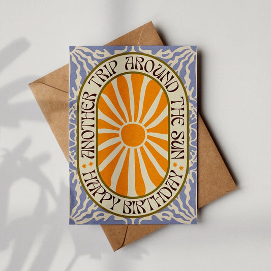 'Another Trip' Boho Sun Pattern A6 Birthday Card | Fully Recycled - OMG KITTY