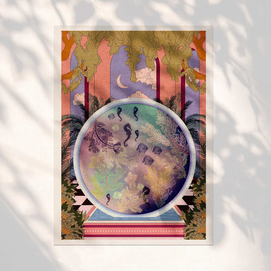 Aqua Palace Art Print - OMG KITTY