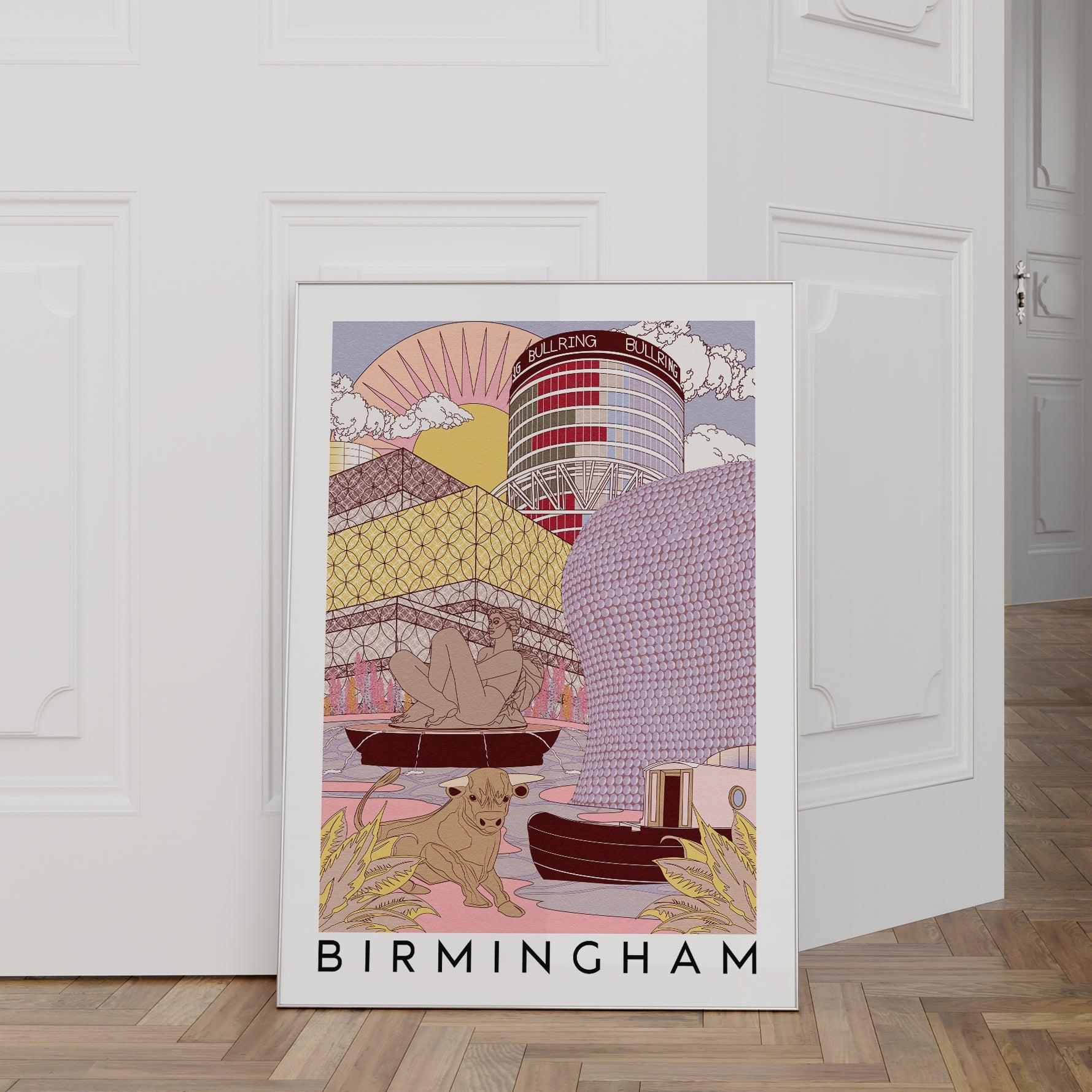 Birmingham Art Prints | Birmingham Skyline Poster Prints - OMG KITTY