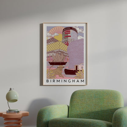 Birmingham Skyline Art Print - OMG KITTY