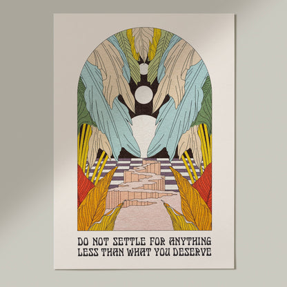 'Don't Settle' Boho Botanical Celestial Art Print Poster - OMG KITTY