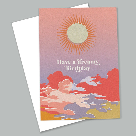 'Have A Dreamy Birthday' A6 Retro Style Celestial Birthday Card - OMG KITTY