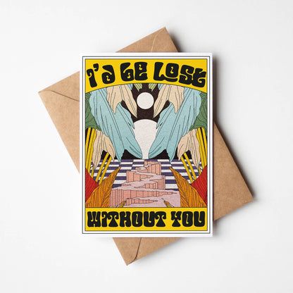 'Lost Without You' Boho A6 Greetings Card | Fully Recycled - OMG KITTY