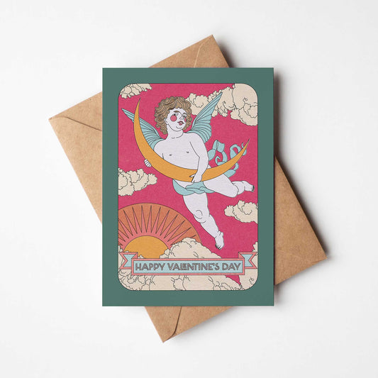 'Moon Cherub' A6 Valentine's Day Card with Kraft Envelope | Fully Recycled - OMG KITTY