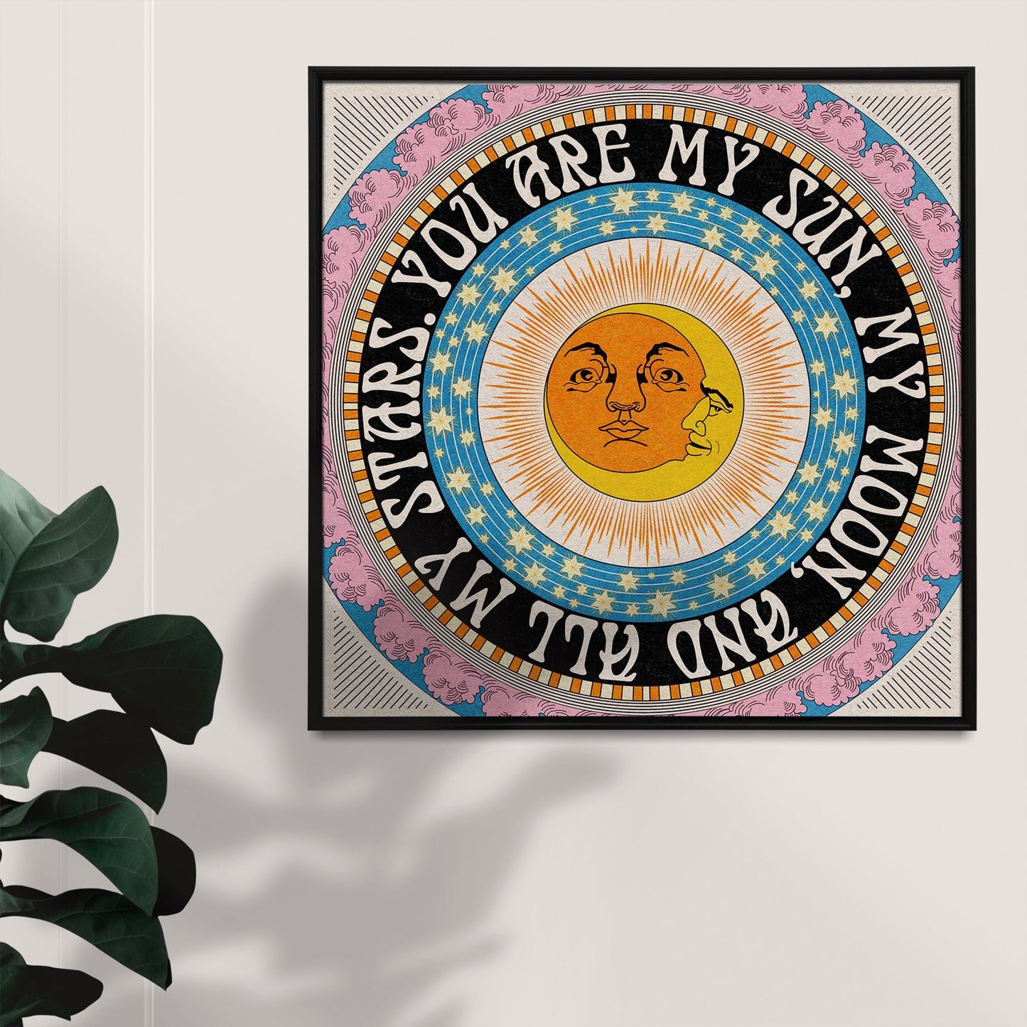 'My Sun, Moon and Stars' | Boho celestial square art print - OMG KITTY