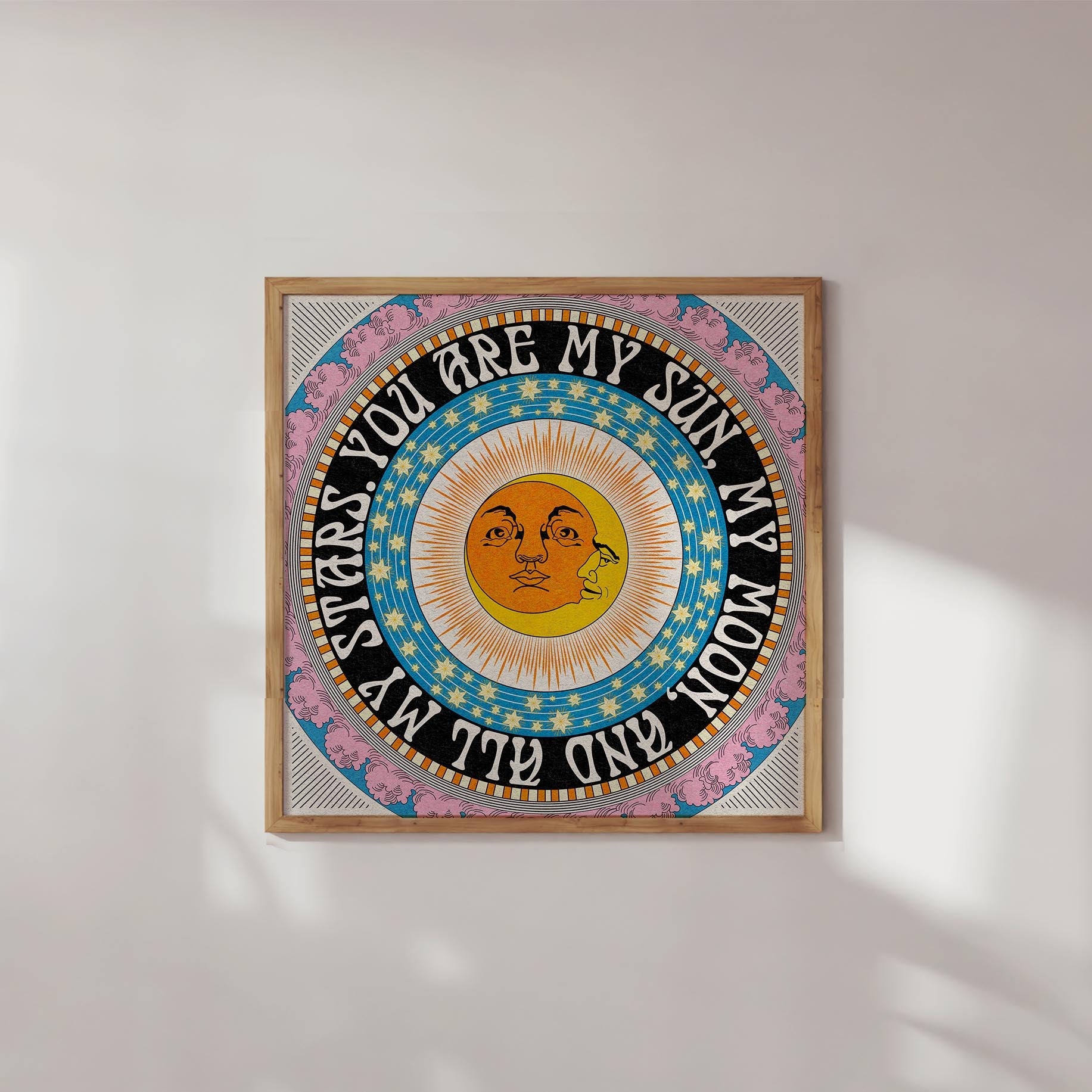 'My Sun, Moon and Stars' Celestial Square Art Print - OMG KITTY