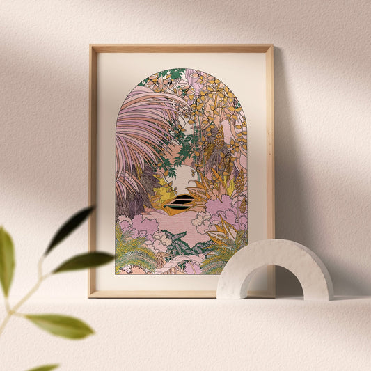 'On The River' Art Print | boho botanical affordable art print online - OMG KITTY