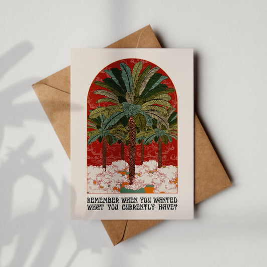 'Remember When' Retro Palm Tree A6 Greetings Card | Fully Recycled - OMG KITTY