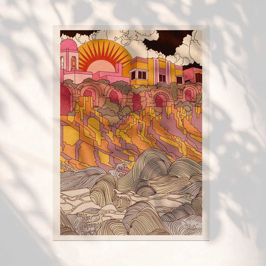 Riding the Waves Art Print - OMG KITTY