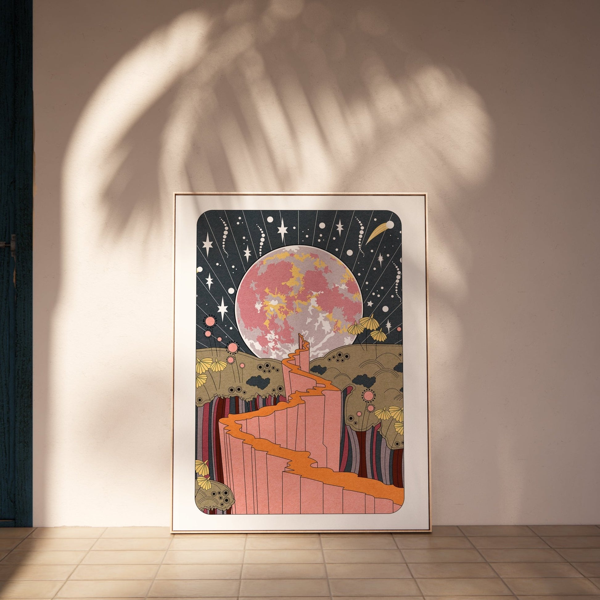 Stargazer art print | Celestial affordable tarot style poster print - OMG KITTY