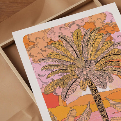 'Sunset Palm' Art Print - OMG KITTY