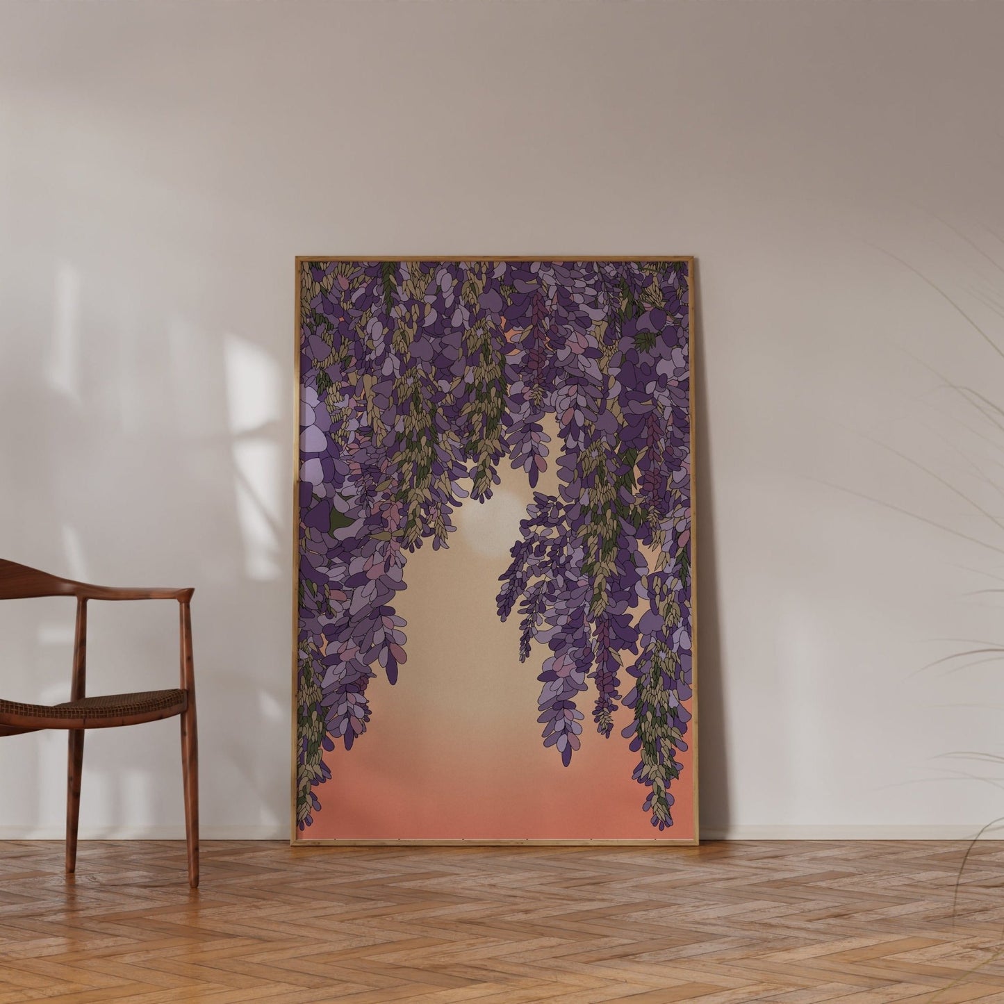 'Wisteria and Sun' Art Print | Boho Botanical Sunset Poster | A3 A4 A5 - OMG KITTY