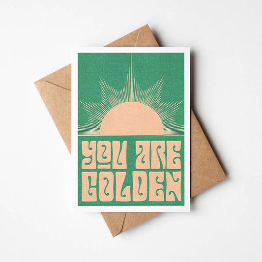 'You Are Golden' Boho Retro Sun A6 Greetings Card | Fully Recycled - OMG KITTY